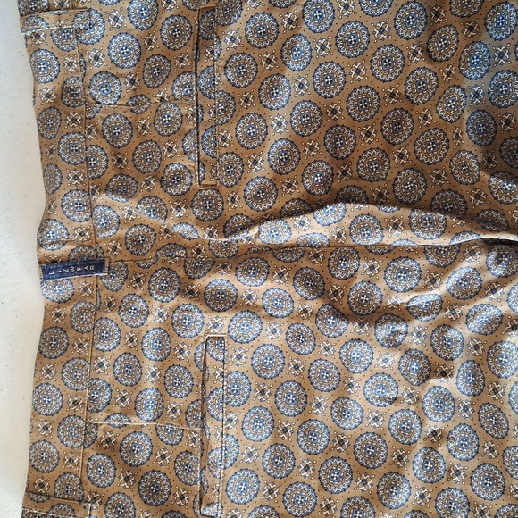 Liz Claiborne Tabitha All-Over Medallion Print Straight Leg Pants Tan Blue 10 - Picture 4 of 5